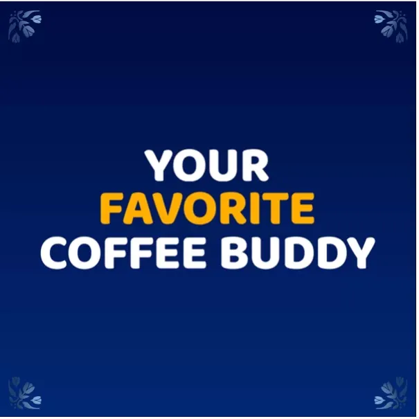 Afbeelding met de tekst 'your favorite coffee buddy'