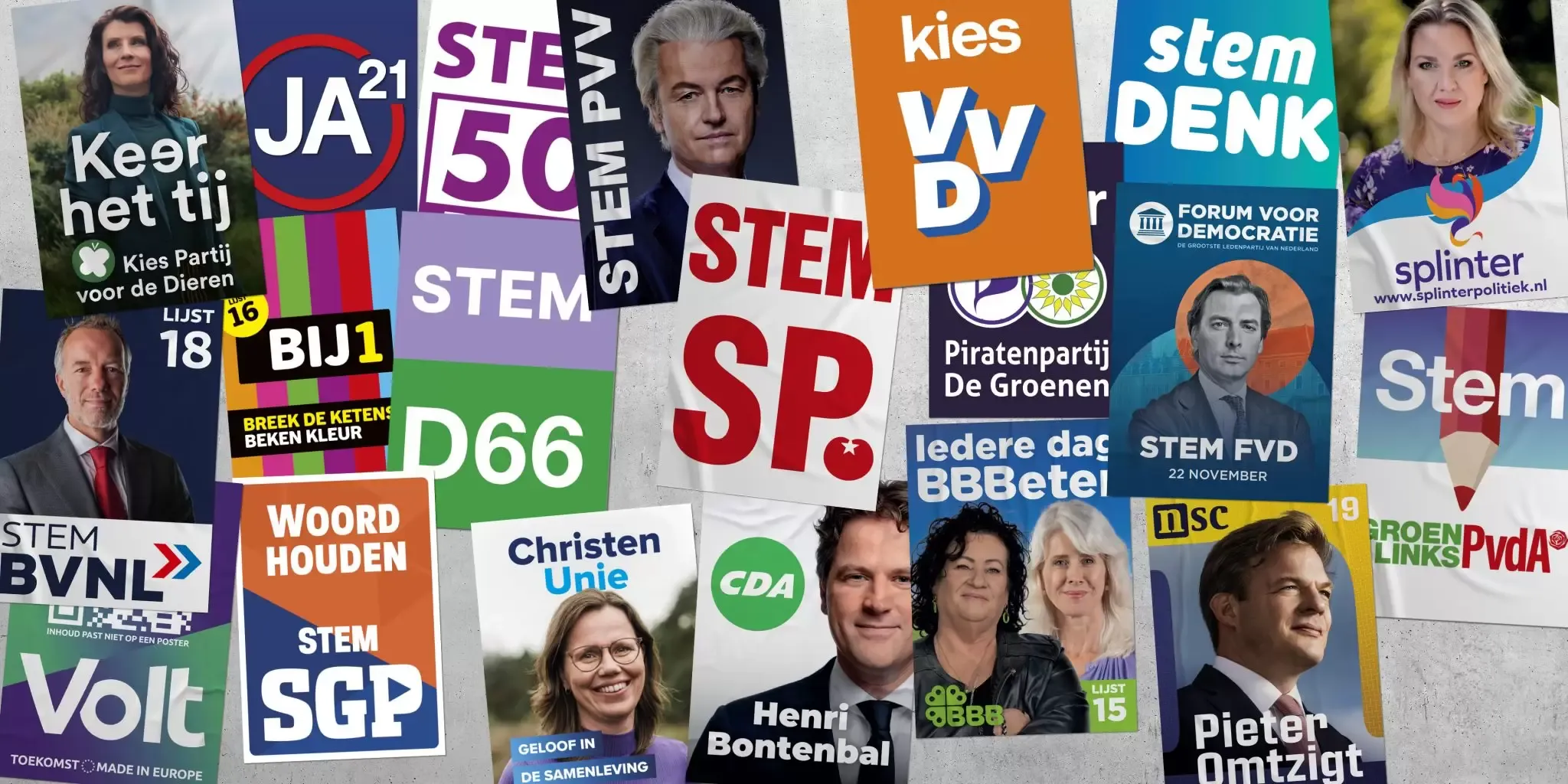 posters van alle politieke partijen